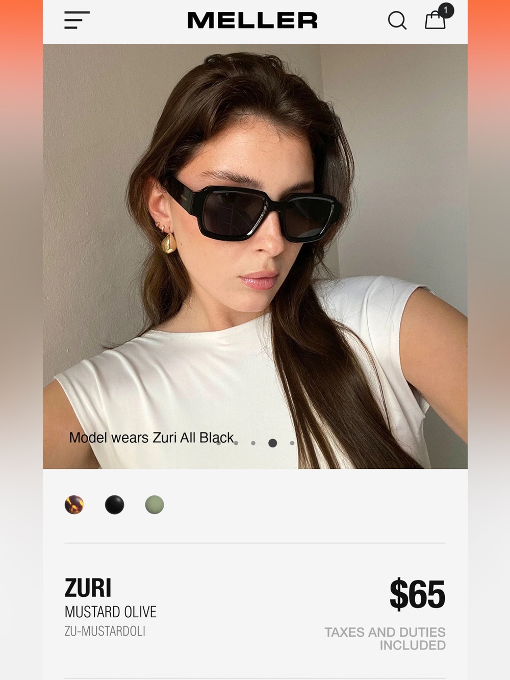 Meller Zuri Sunglasses — Olive Frame, Black Lenses -sold out online